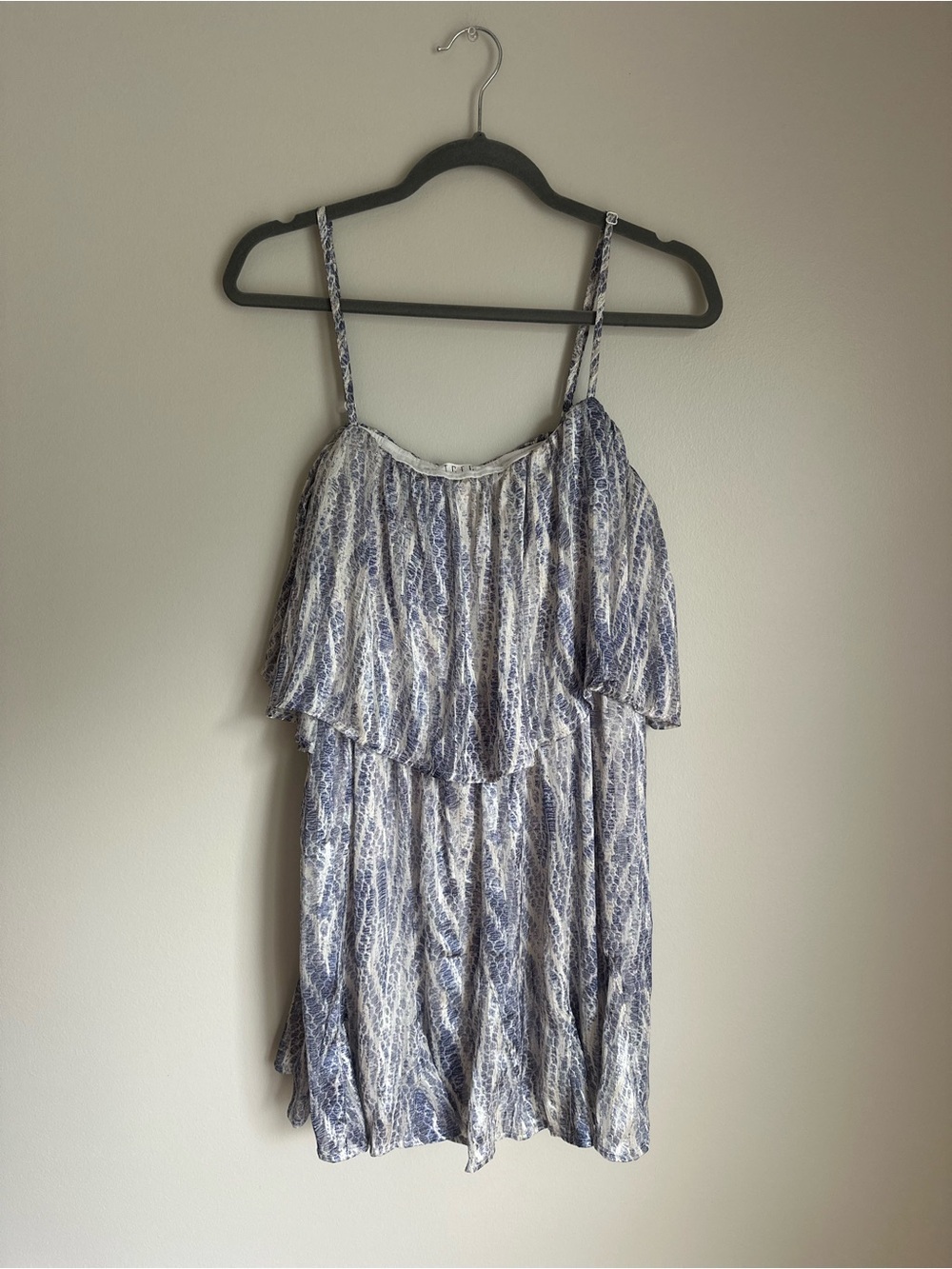 TCEC Boutique Women's Blue Snakeskin Print Mini Dress size Large Shimmer Lined